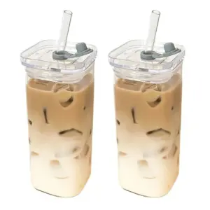Glass Straw Lid Cup