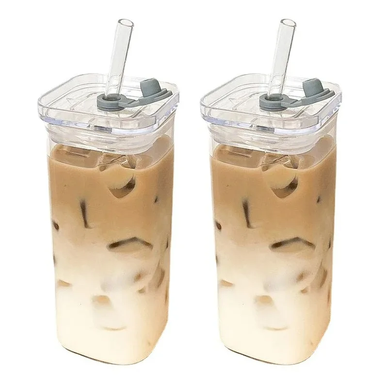 Glass Straw Lid Cup